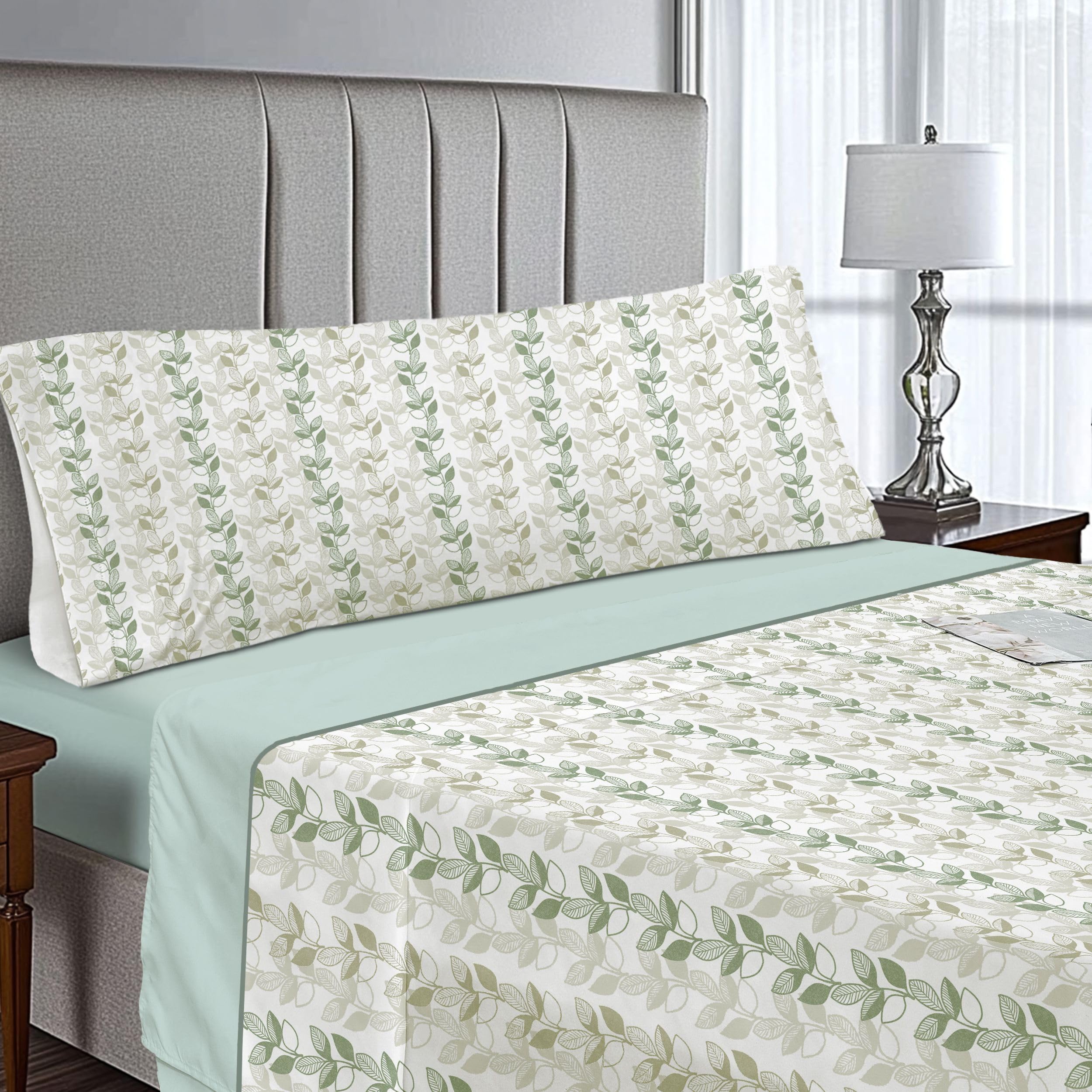 IN NICE Juego de Sabanas 3 Piezas 150x200 - Poliéster Microfibra - Sábana Bajera, Sábana Plana y 1 Funda de Almohada(Cama 150, BENALI Verde)