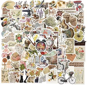 40 Adesivi Vintage In PET Per Scrapbooking - Serie Studio, Autoadesivi Decorativi Per Agenda E Diario
