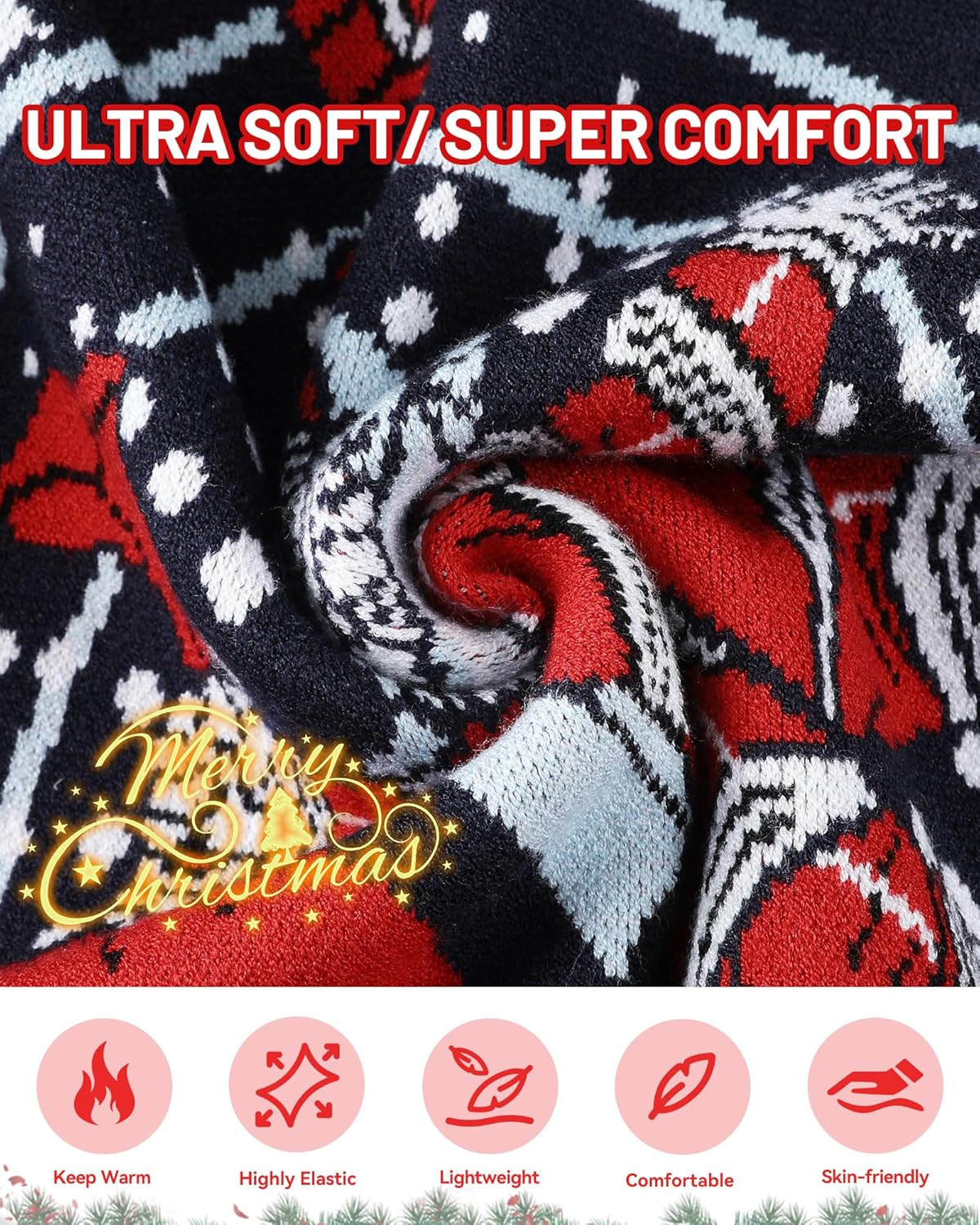 Runhit Ugly Christmas Sweater for Men and Women, Unisex Funny Xmas Holiday Pullover Knit Jumper, Novelty Party Outfit Gift - Image 5