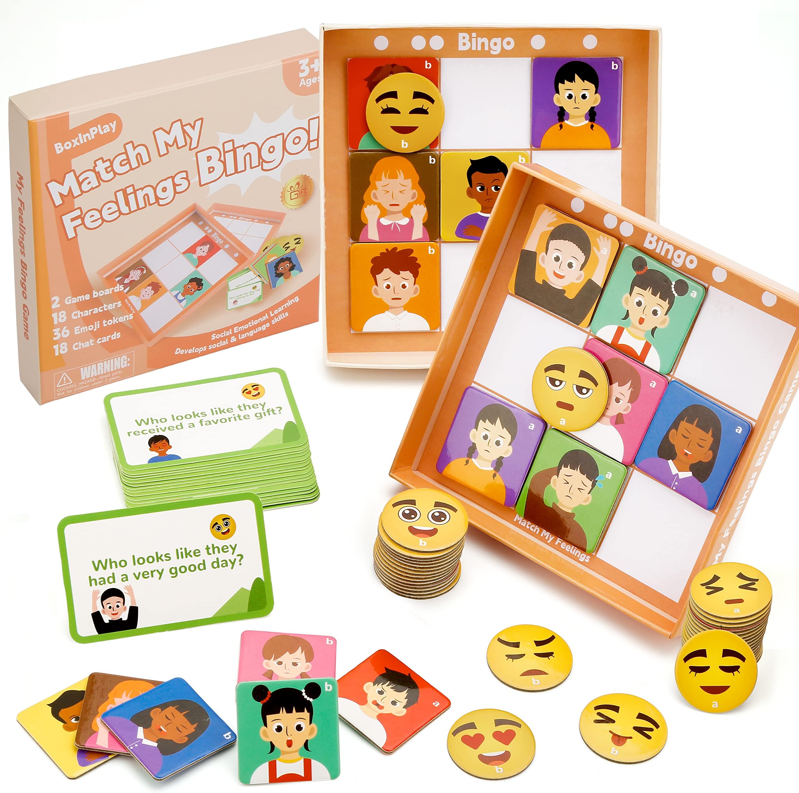 Social Emotional Learning Games, 55 PCS Social Skills Games, Communication Games for Kids, Emotion Feeling Cardboard Birthday Toys Gift for Toddlers Boy Girl 3+