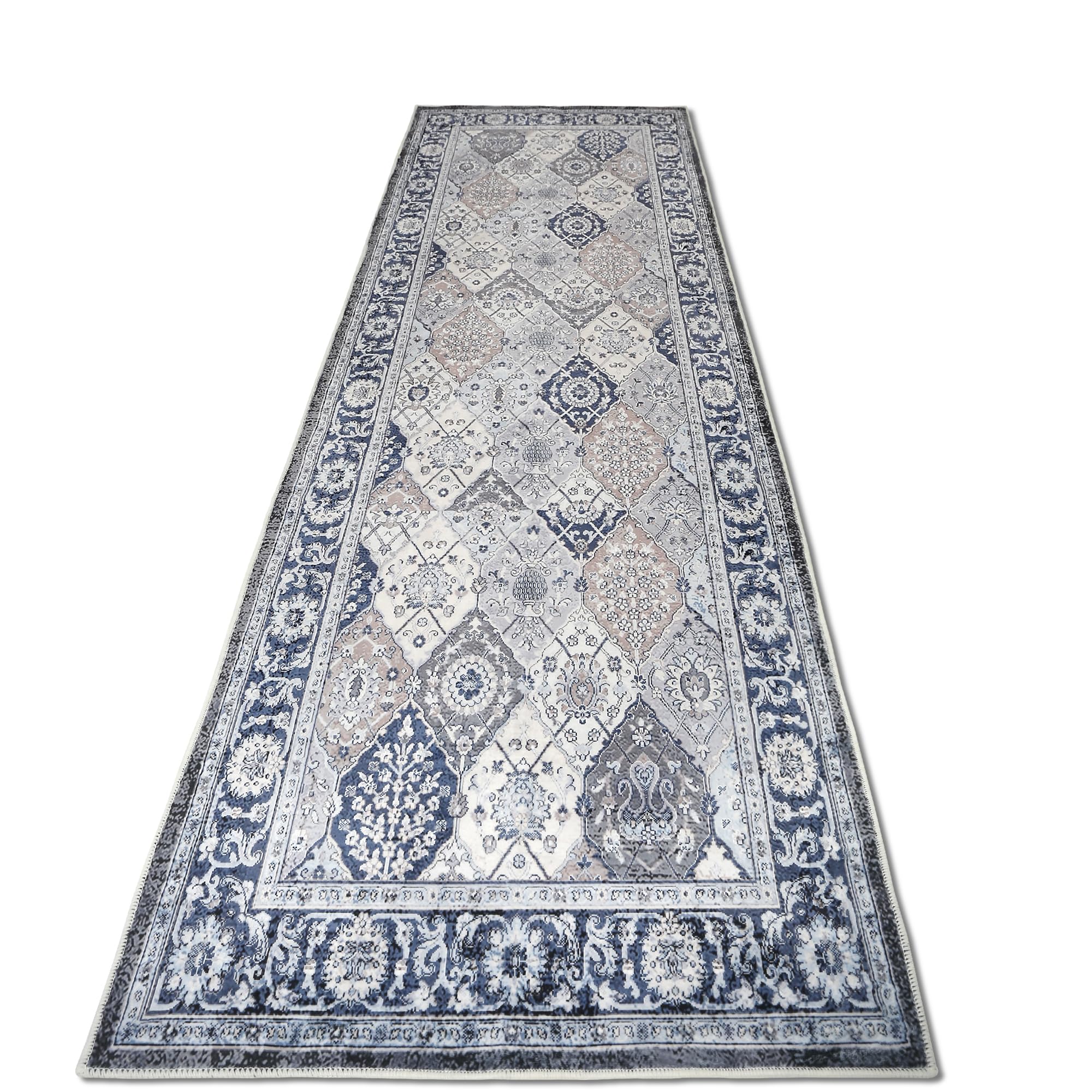 HNVNER Alfombra Salon Pelo Corto,60x240cm,Parte Inferior Antideslizante, Lavable Alfombras de Vinilo Pasillo,Tapetes para Sala、Dormitorio、Cocina、Baño