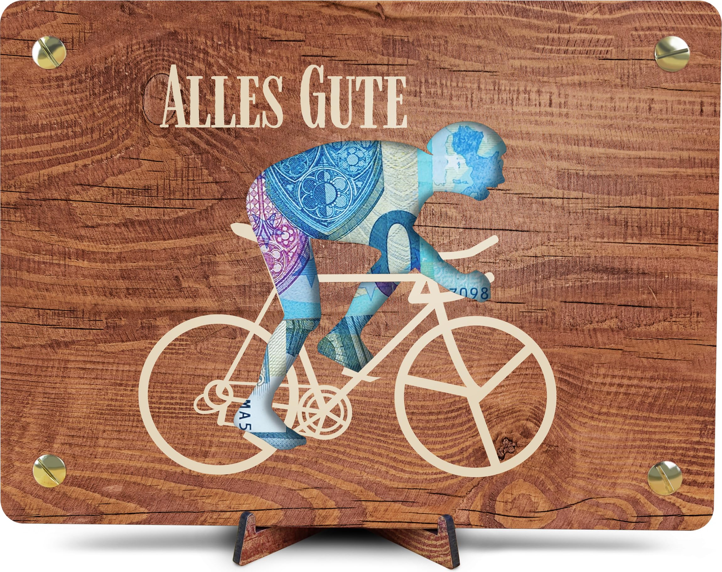 Rennrad Geschenk - XL Geldgeschenk aus Holz inkl. Ständer | Rennrad