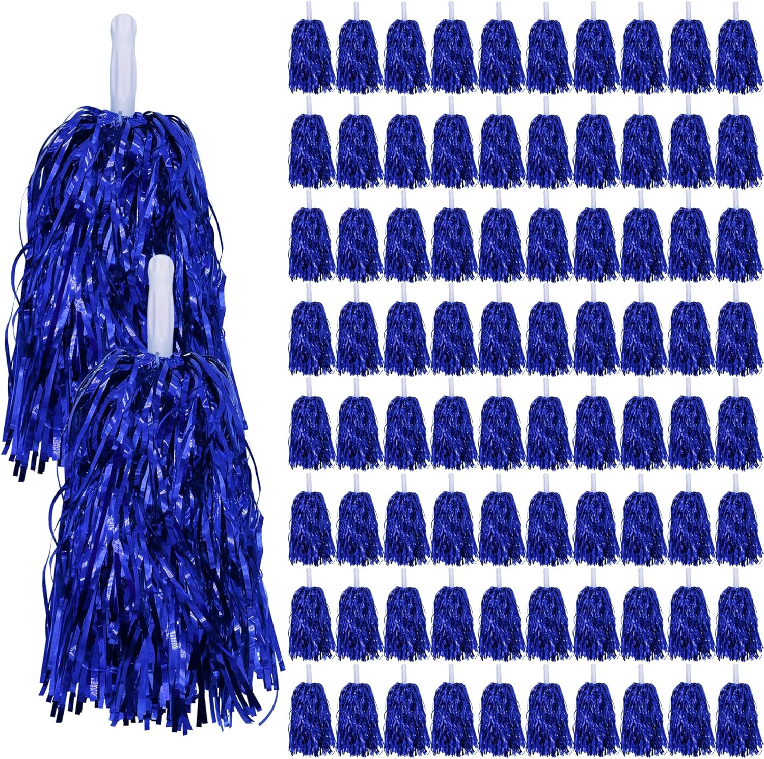 80PCS Cheerleading Pom Poms Metallic Foil Plastic Pom Poms for Football Basketball Sports Squads Dancing Party Stage Performance Celebration