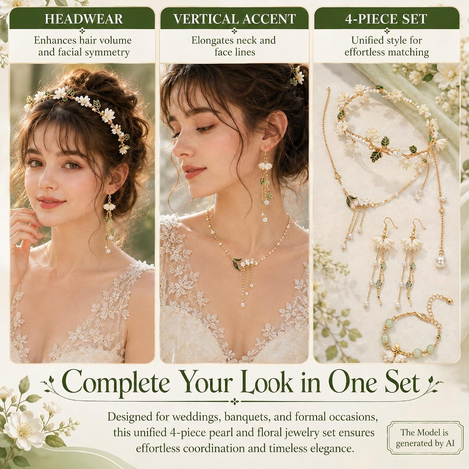 4 Pcs Fairy Jewelry Lily of the Valley Set, Fairy Hair Accessories image 5