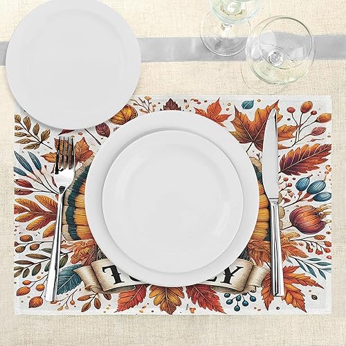 Miniatura 26 de Ambesonne Juego de 4 manteles individuales amarillos y azules, diseño de flores de primavera, flores vibrantes, manteles individuales de tela Azul