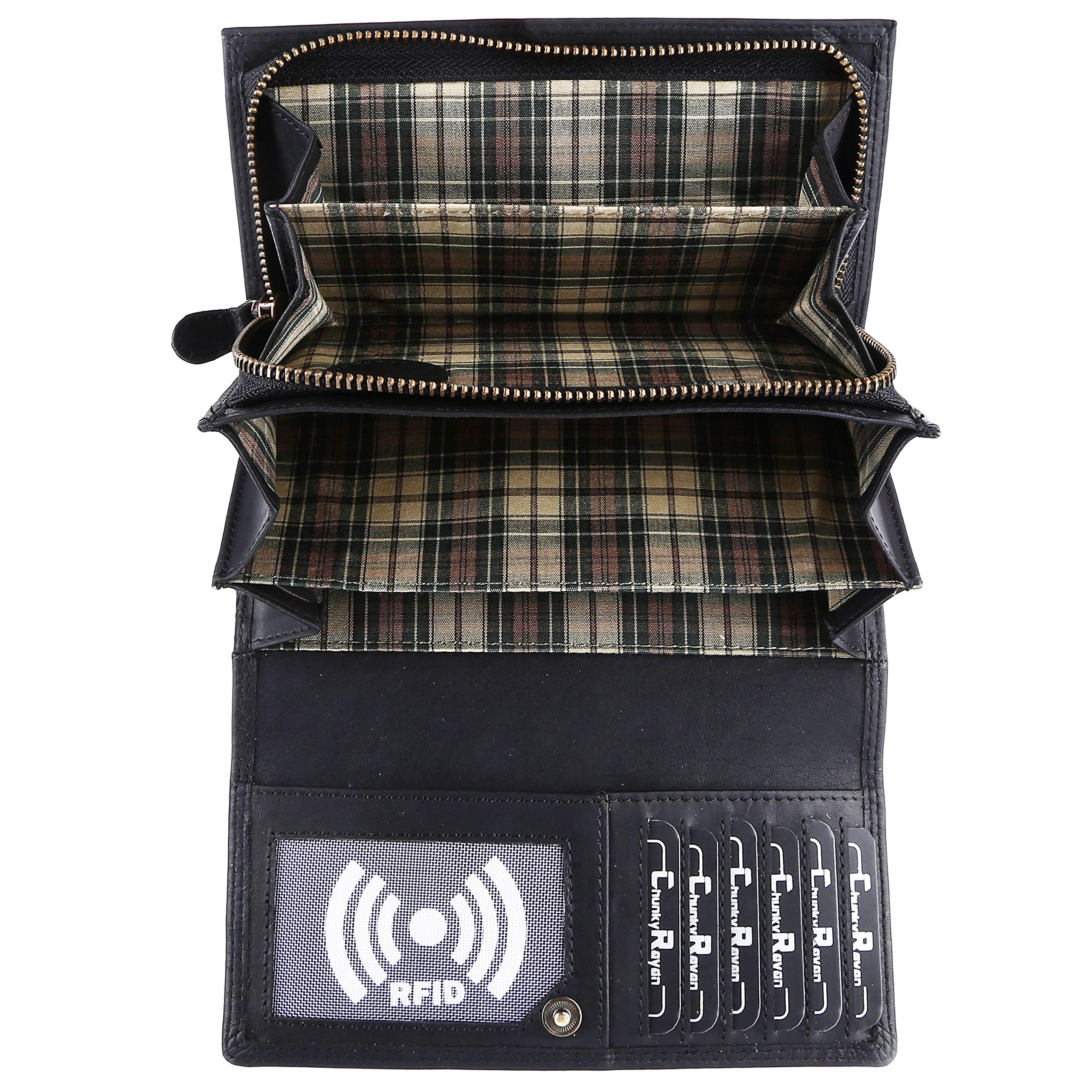 Porte-Monnaie en Cuir véritable XXL avec Protection RFID avec Porte-clés en Cuir