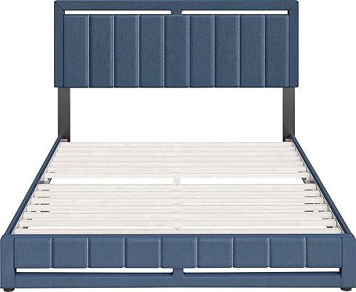 Miniatura 158 de Boyd Sleep Beaumont - Cama de plataforma tapizada con cabecero, base de colchón con 14 soportes de listones de madera, no requiere somier, piel