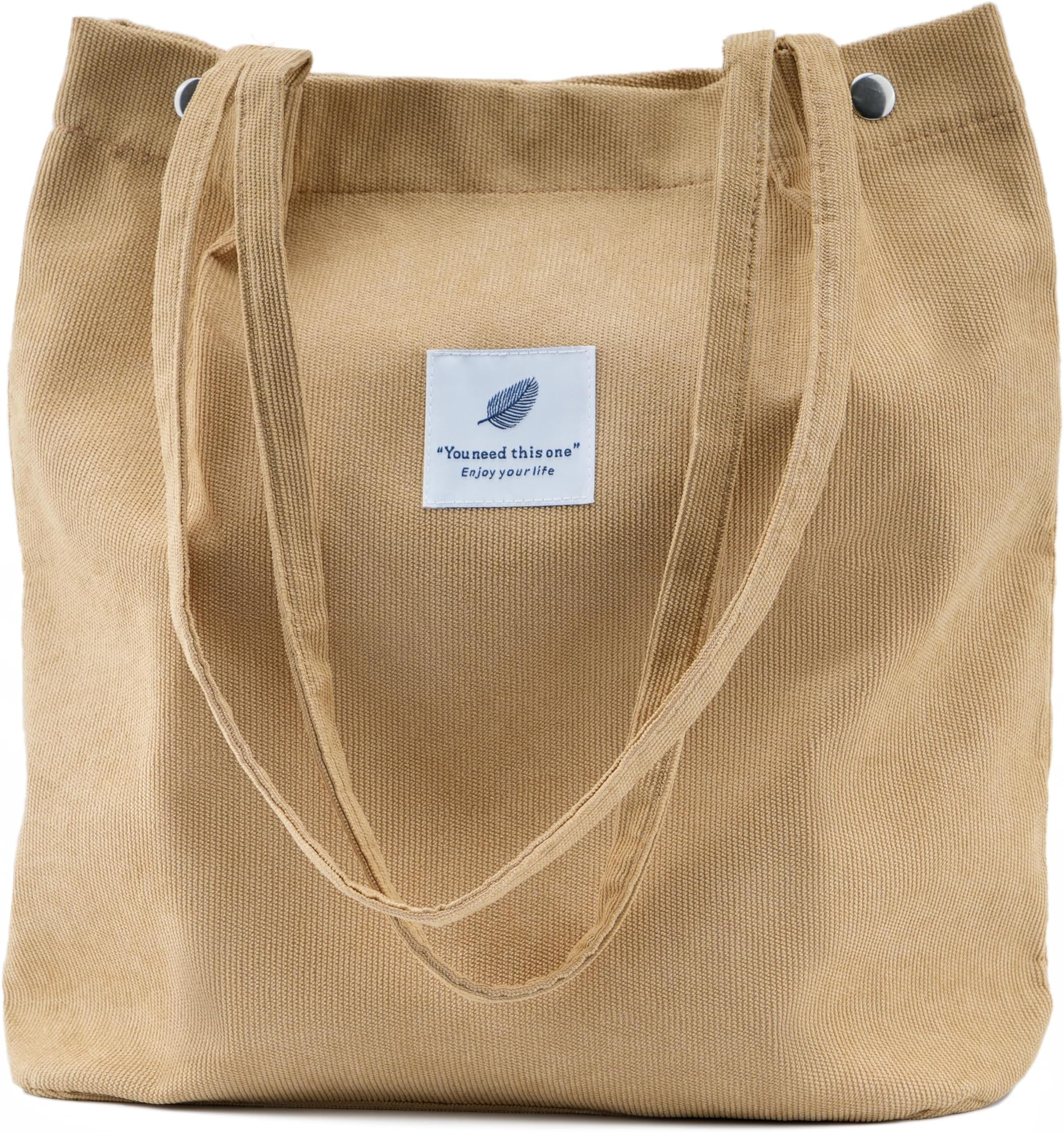 Corduroy Tote Bag Cute Tote Bags for Women Shoulder Bag with Inner Pocket for Work Beach Travel and Shopping Grocery