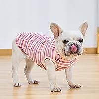 Vista 5 de Camisetas para Perros Chaleco de Algodón a Rayas, Camiseta sin Mangas Elástica, Ropa para Mascotas para Perros Pequeños, Paquete de 2 Camisetas