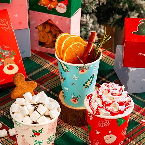 Miniatura 4 de Fit Meal Prep Paquete de 50 tazas de café desechables de Navidad de 12 onzas, vasos de papel de Navidad de alta calidad para bebidas calientesfrías,