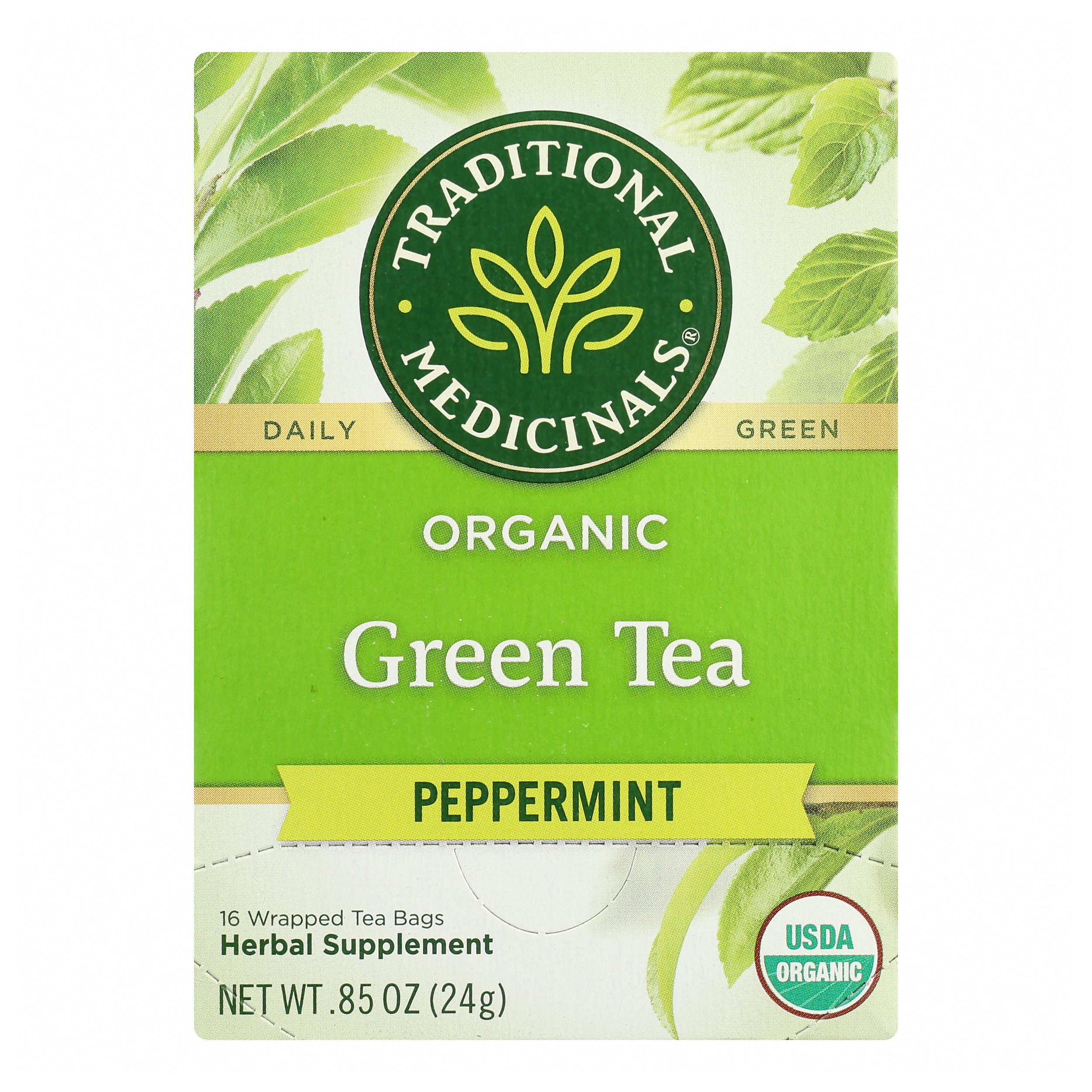 Traditional Medicinals, Tea Green Peppermint Organic, 16 Count