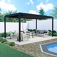 Vista 14 de Backyard Discovery Sarasota - Kit de pérgola con listones de acero galvanizado de 10 x 10 pies con techo ajustable, sombra, protección contra