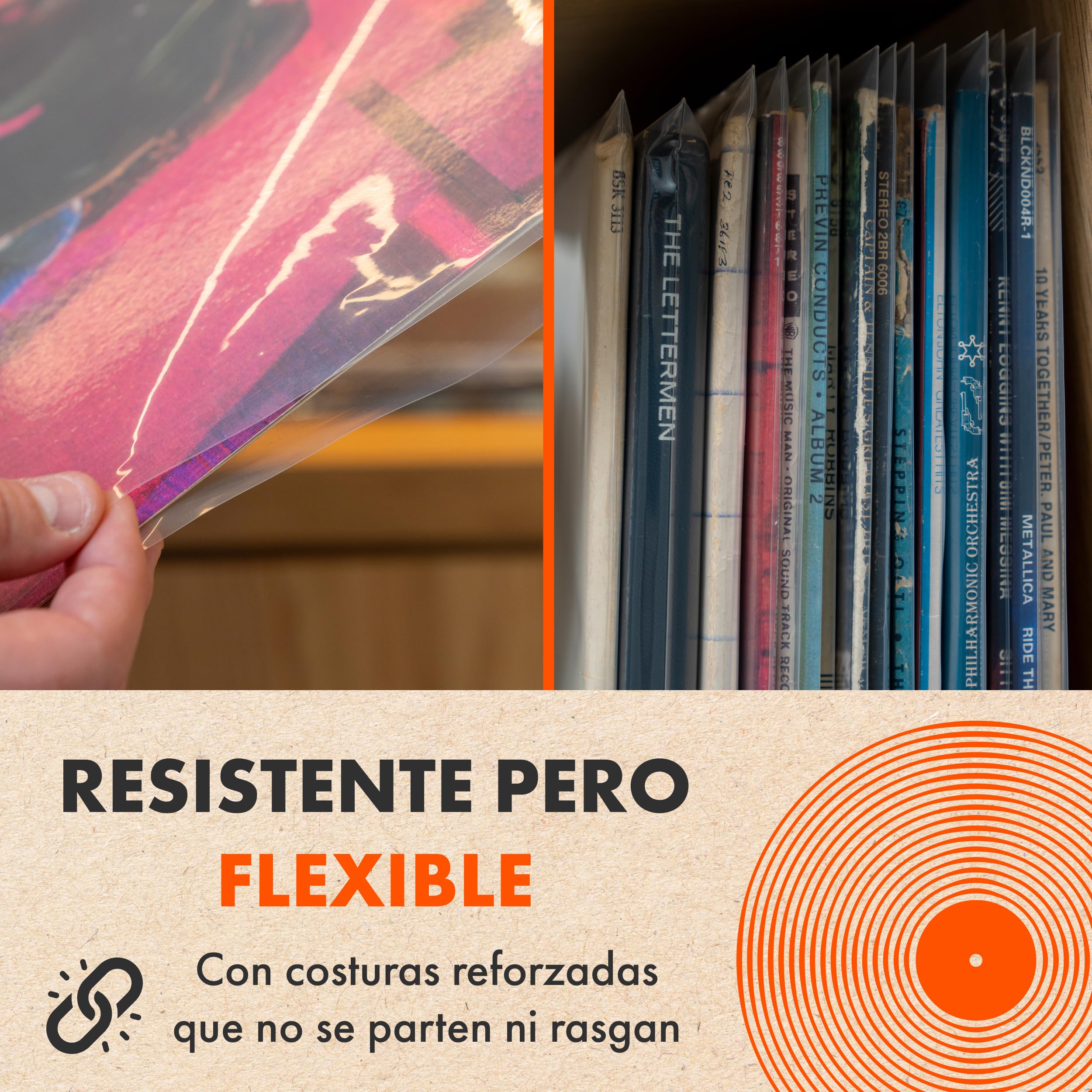 Spincare 100x Fundas Exteriores 12 Pulgadas con protección UV para vinilos | Density Funda Protectora para LP Simple y Doble álbum | Polietileno Resistente para Almacenamiento de Discos