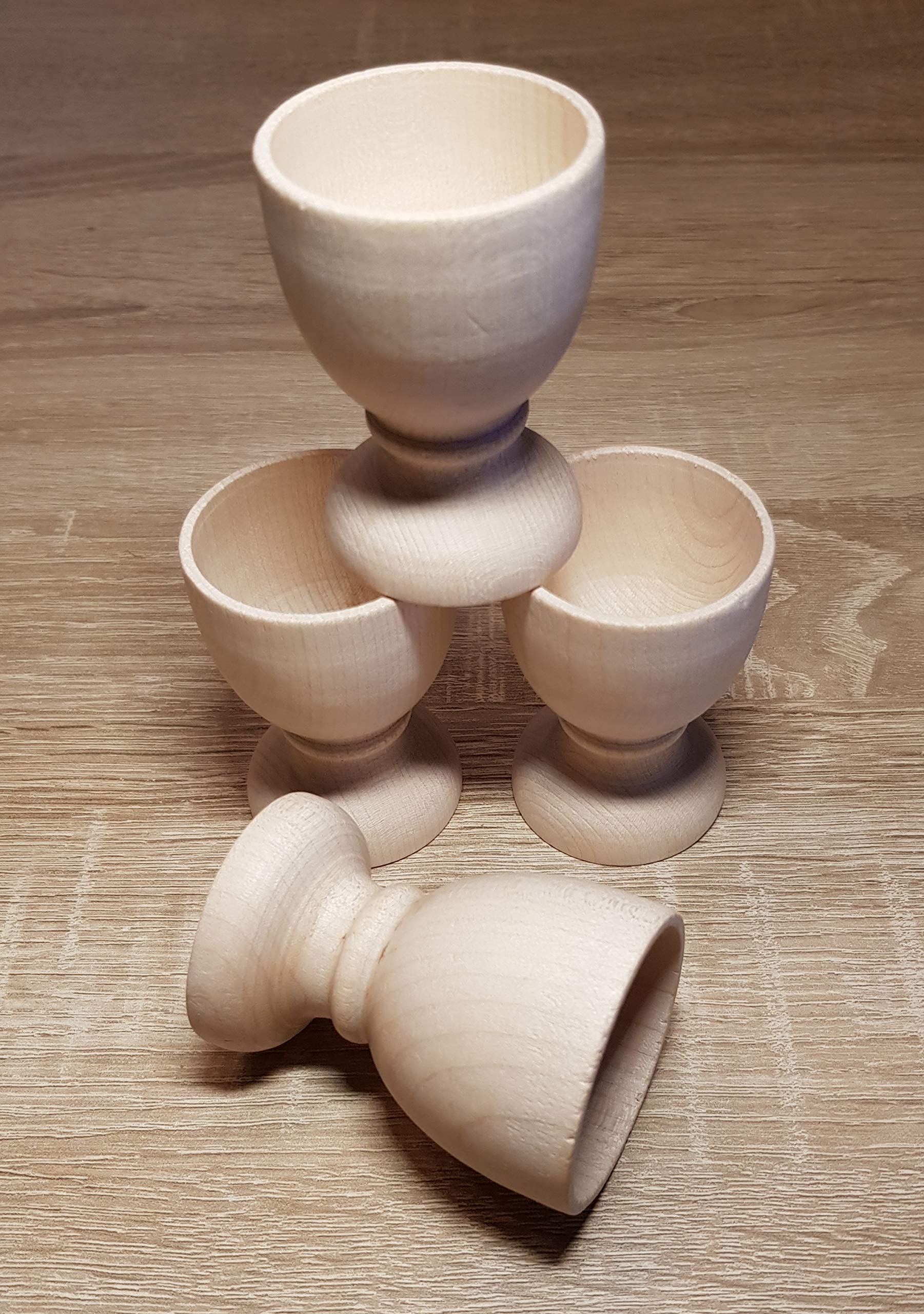 Coquetiers En Bois De Hêtre Lot De 2 | Porte-œufs, Bol Et Cuillère 3 En 1 - Traité à L'huile De Tournesol, 11.5x7.5cm - 11