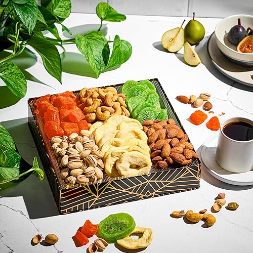 Miniatura 29 de Oh! Nuts Cesta de regalo de frutas secas y frutos secos, lata de regalo redonda prémium para ocasiones especiales, cumpleaños, aniversario, fiesta