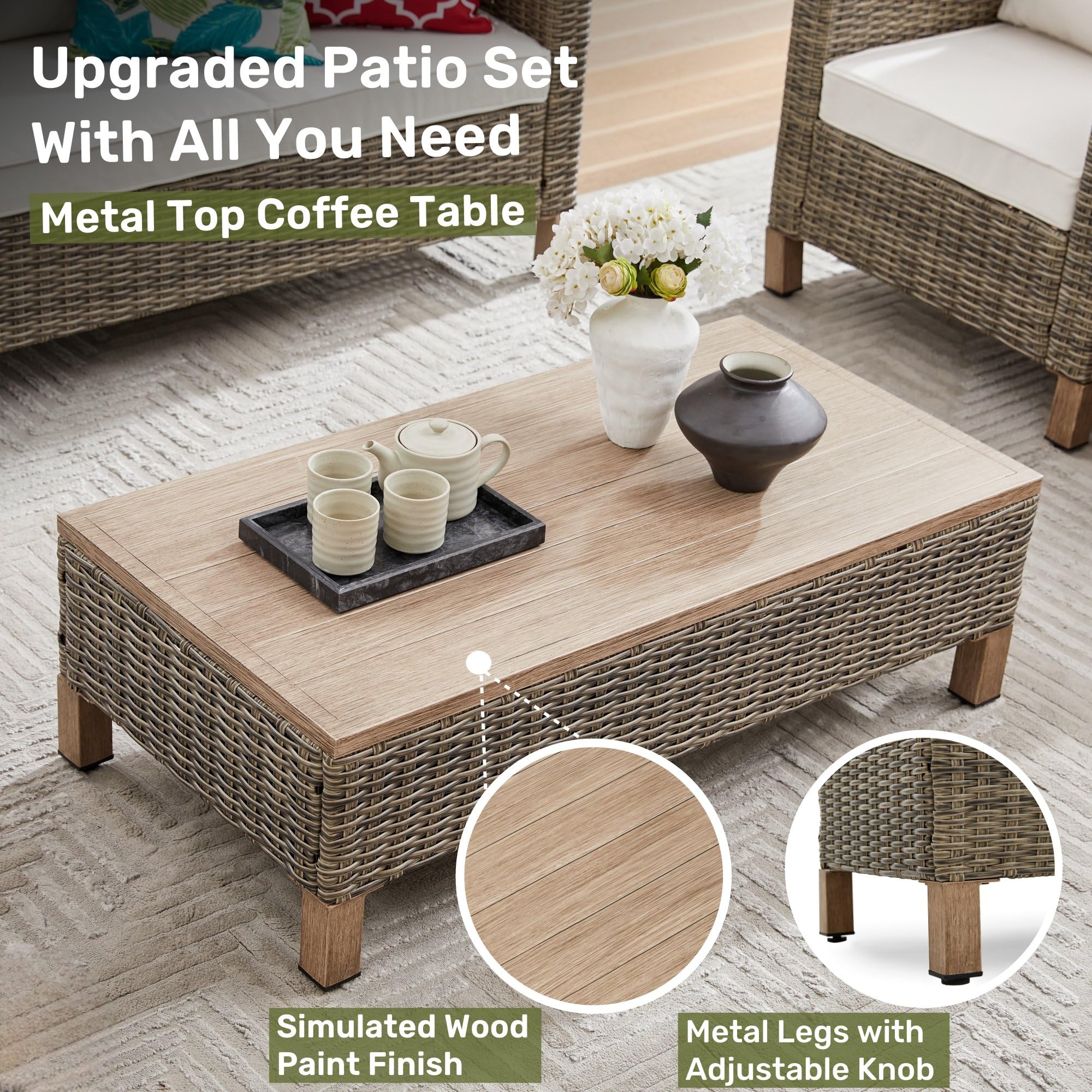 Amazon.com : Summax Outdoor PE Wicker Coffee Table with  display picture 1