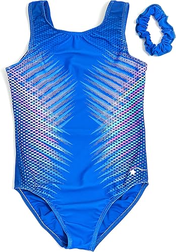 Destira Gymnastic Leotard for Girls, Super Soft Stretch Tank Style Outfit with Matching Scrunchie, Ultimate Comfort and Style