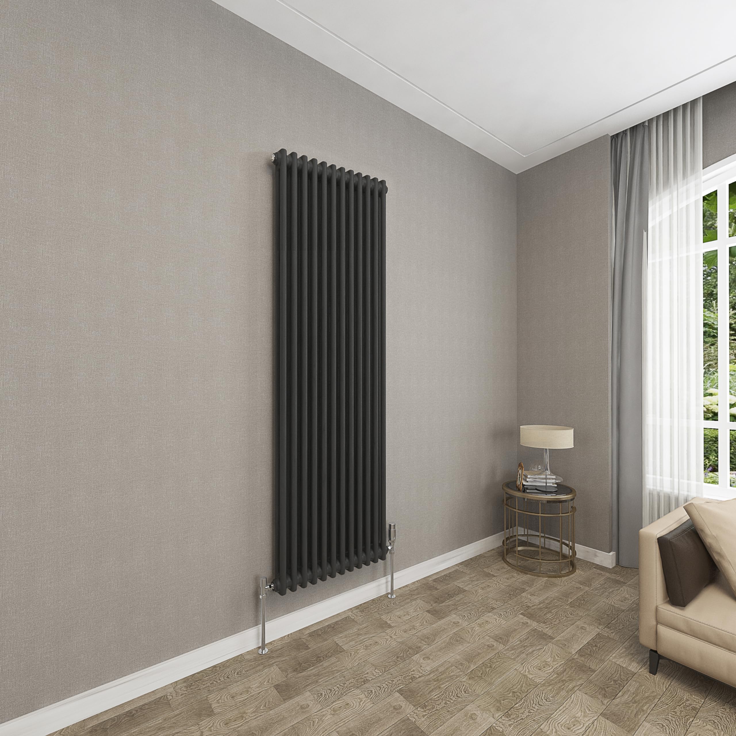 Sky Bathroom Black 1800X560mm Vertical Cast Iron 2 Column Radiator Traditional Upright Central Heating Radiator