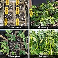 Vista 7 de Bandejas de inicio de plántulas de 200 celdas con agujeros de drenaje, 20 macetas de turba biodegradables, kit de inicio de plántulas, bandejas