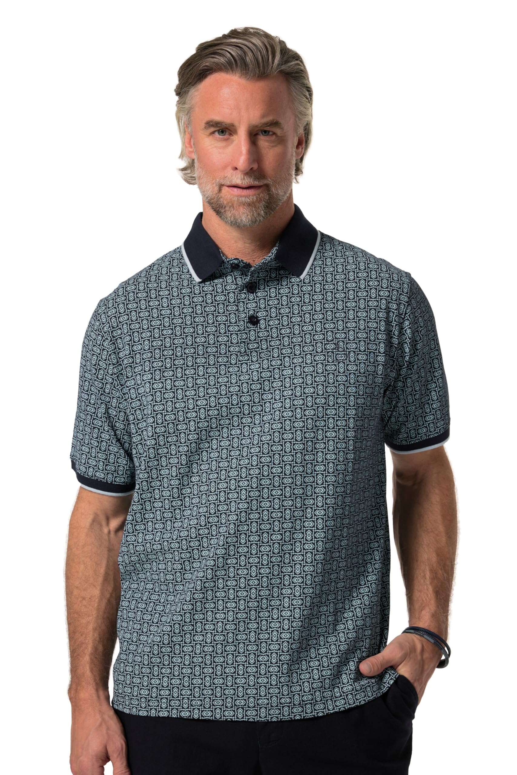 Boston Park Herren große Größen Übergrößen Menswear L-8XL Poloshirt, Halbarm, Alloverprint 838012