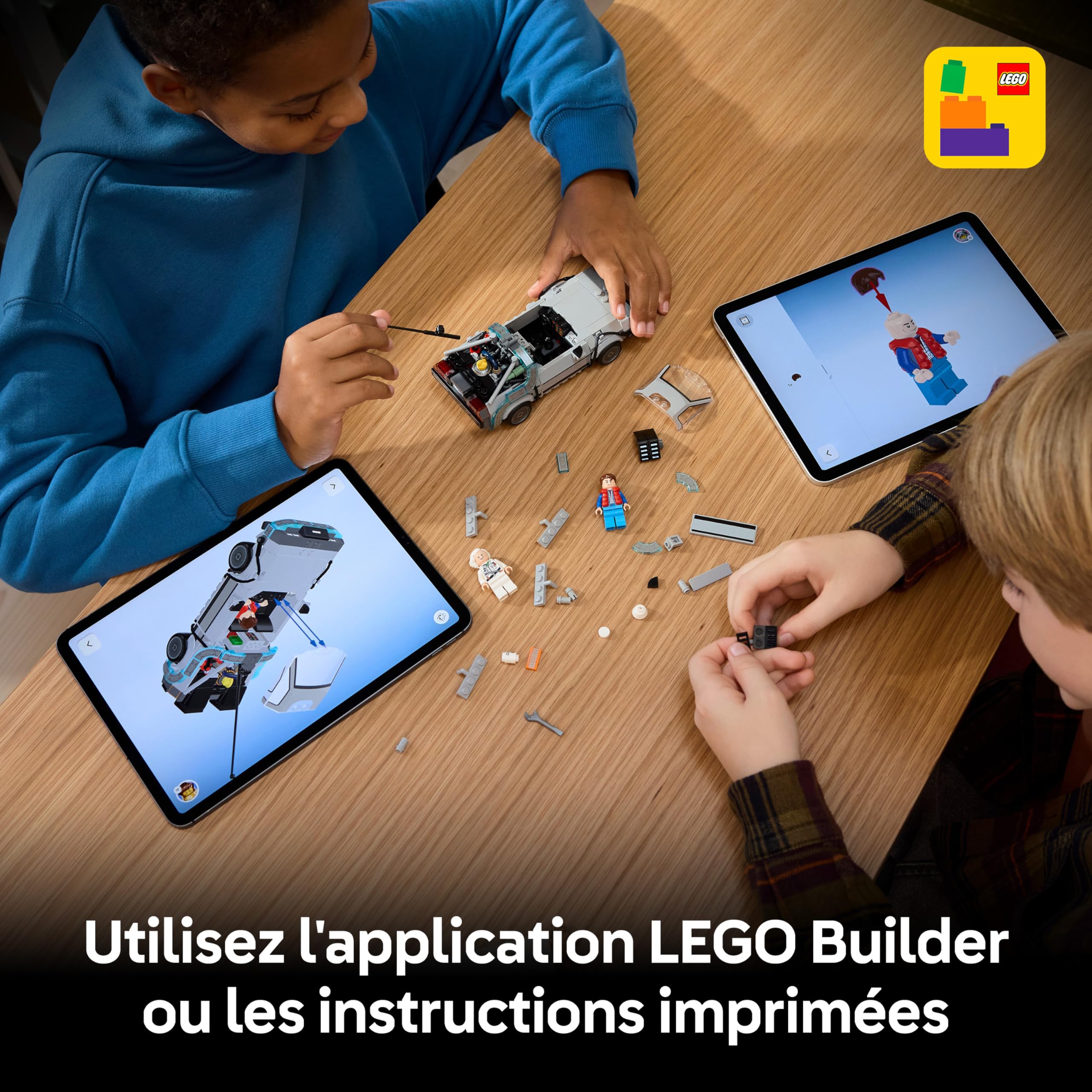 LEGO Speed Champions La Machine à Remonter Le Temps de Retour vers Le Futur - Jouet Voiture - Maquette avec Minifigurines de Doc Brown & Marty McFly - Cadeau pour Garçon, Fille & Fans dès 9 Ans 77256