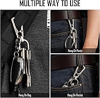 Vista 8 de KeyUnity KP05SW Bolt Action Pen con clip y KM17SW Titanio EDC Mosquetón Llavero Clip con Anillo D