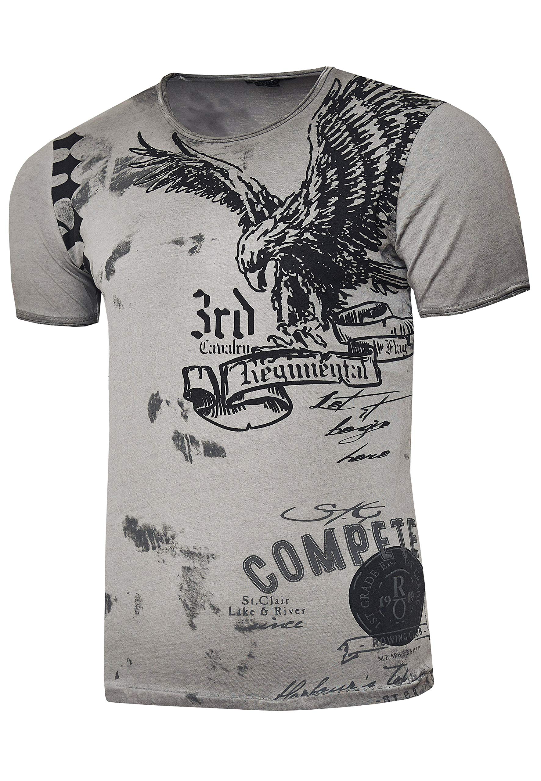 Rusty Neal Herren T-Shirt USA Adler – Baumwoll-Shirt In Regular Fit Mit Stretch