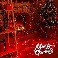 Vista 2 de Woohaha - Luces de red de Navidad para exteriores, 9.8 x 6.6 pies, 192 luces LED de hadas con 8 modos de iluminación, luz conectable para arbustos