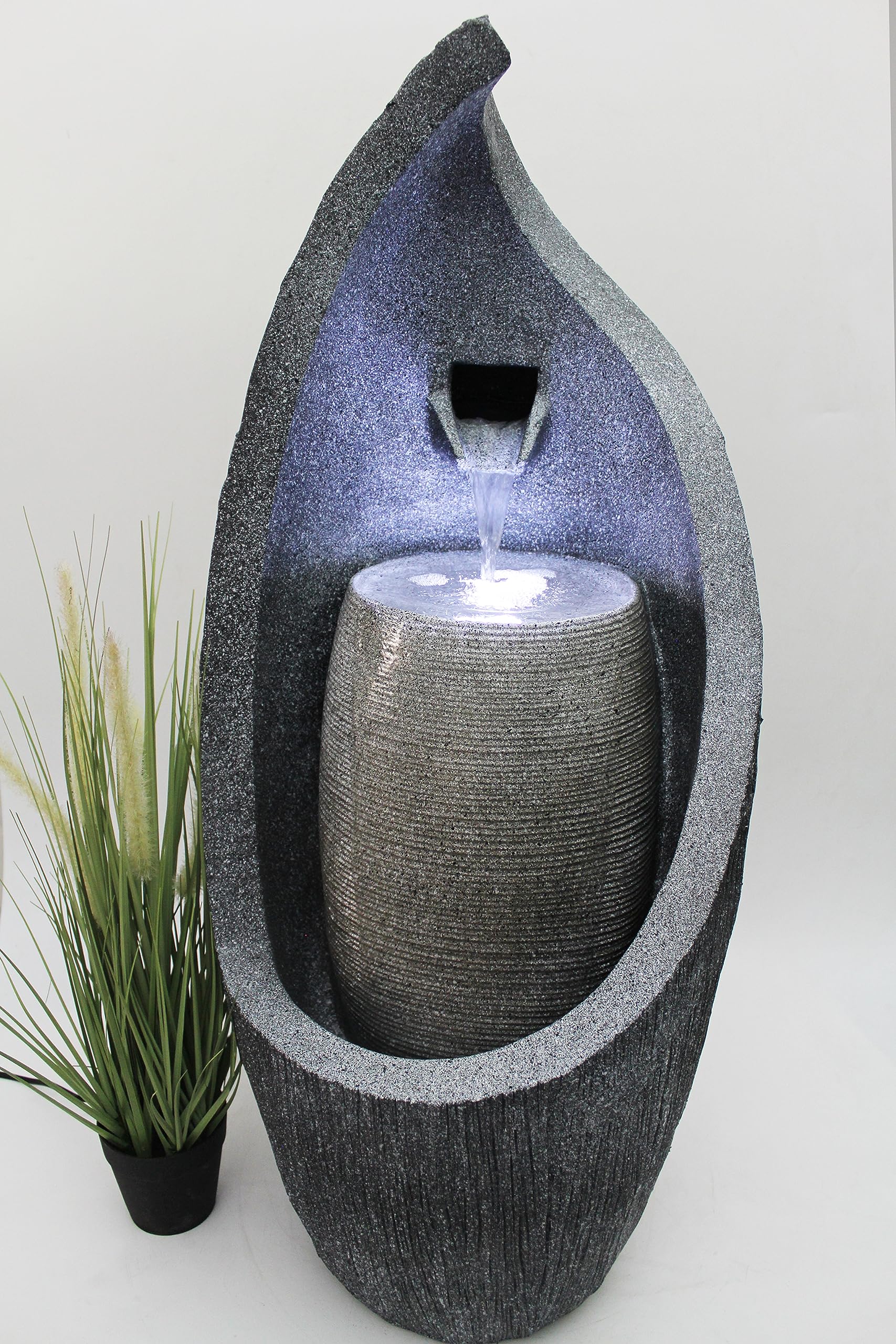 Fontaine de jardin moderne avec éclairage LED 83 cm Fontaine à sauter BK704 Jeu d'eau en cascade aspect pierre
