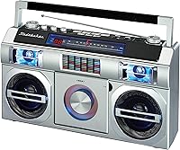 Vista 10 de Studebaker SB2145B Boombox Bluetooth de calle retro de los 80 con radio FM, reproductor de CD, LED EQ, 10 vatios RMS de potencia y AC/DC