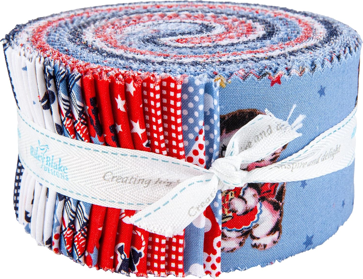 Riley Blake Fabric Set Sail America Rolie Polie, 40 Pcs, (RP-10510-40), 2.5 inch, Assorted
