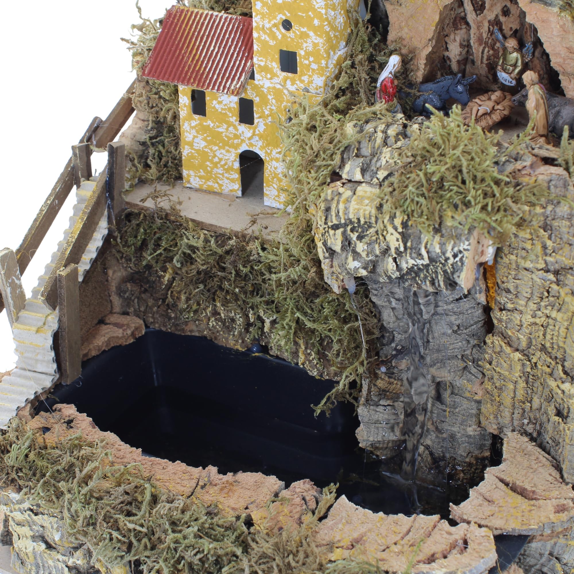 Moranduzzo Krippensorf mit Wasserfall, Schleier für Statuen, 10 cm, rustikales Handwerk, 24 x 21 x 26 cm, handgefertigt, offizielles Produkt, hergestellt in Italien