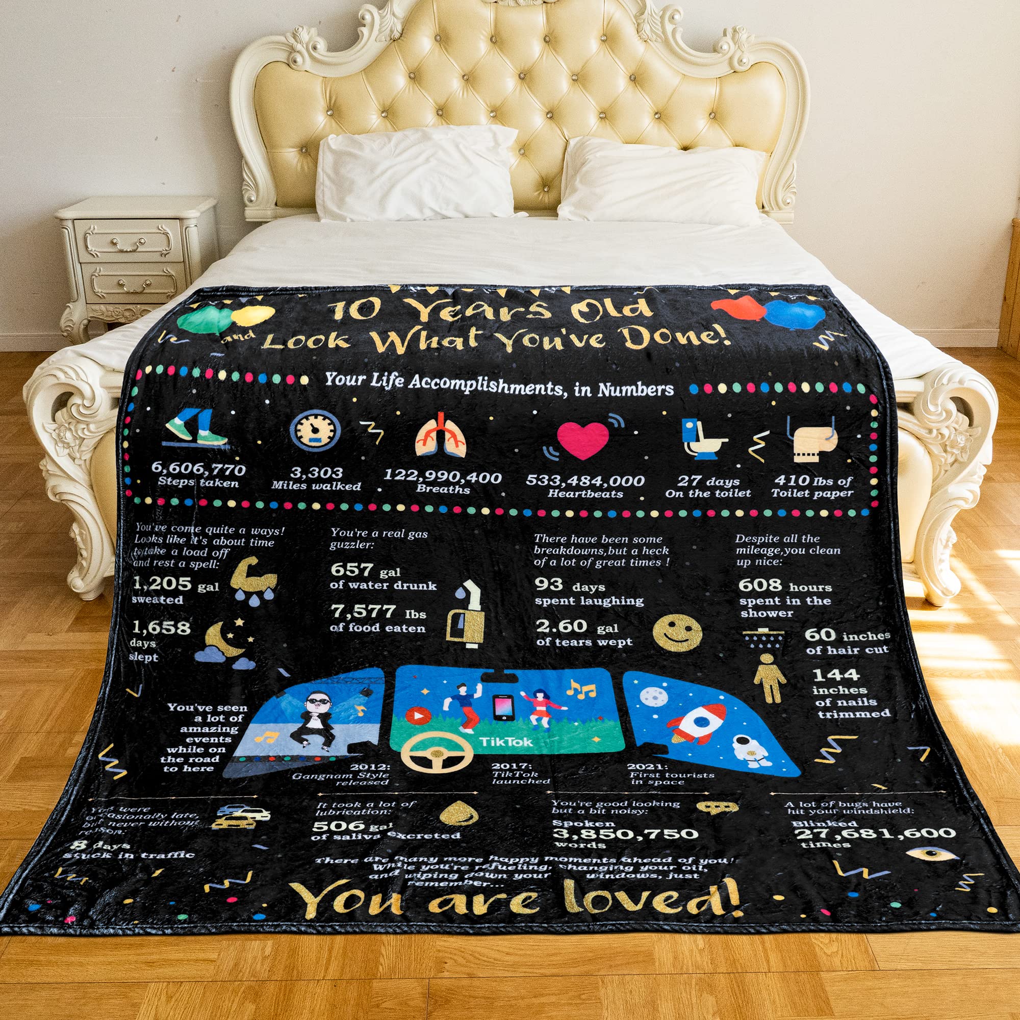 BLAMEZI 10 Year Old Birthday Gift for Girls Boys, 10th Birthday Graduation Daughter Son Gift Ideas Decorations Blankets, Birthday for Grandson Granddaughter Blankets.