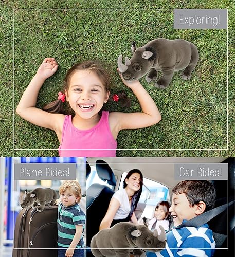 Miniatura 4 de DolliBu ColecciÃ³n de felpa suave de animales de peluche salvajes, animales de rinoceronte de Storytime Buddy para niÃ±os, animales de peluche de