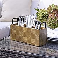 Vista 4 de Gourmet Basics by Mikasa Avery - Organizador de cubiertos de madera a cuadros, surtido