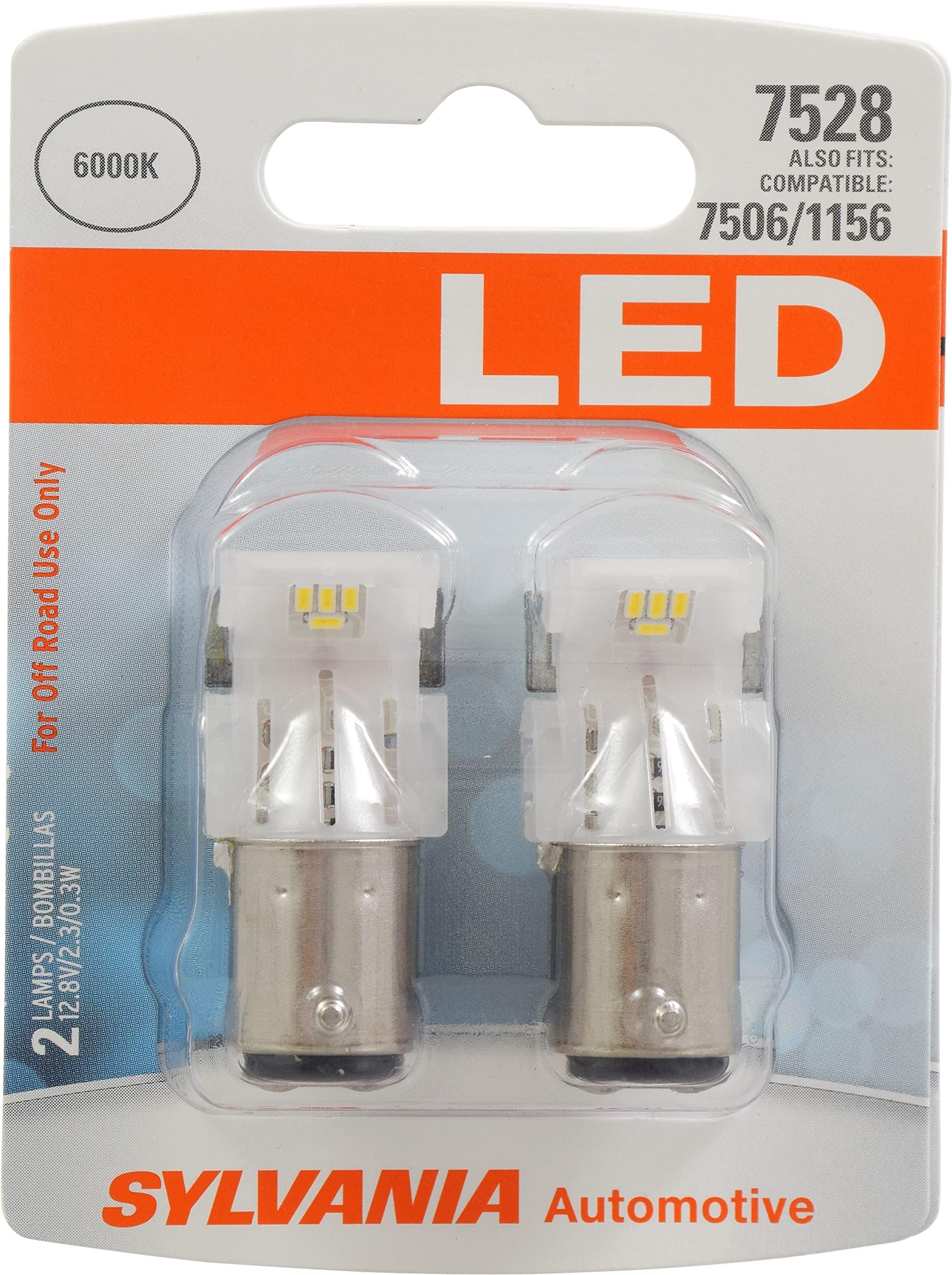 7528 LED White Mini Bulb - Bright LED Bulb, Ideal for Daytime Running Lights (DRL) and Back-Up/Reverse Lights (Contains 2 Bulbs)