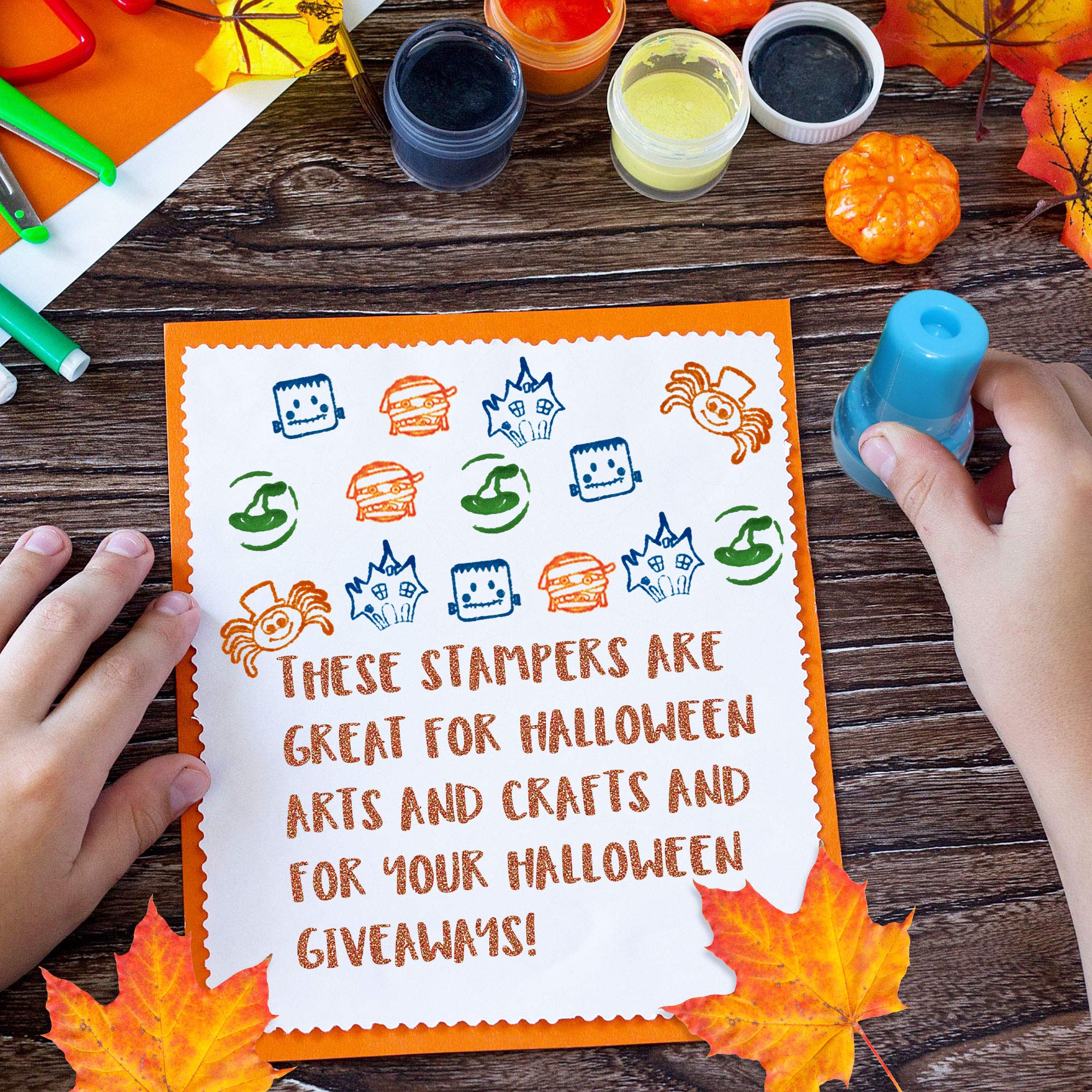 Tampons Encreurs Halloween - 24 Motifs Auto-encreurs | Pour Fête, Jeu, Cadeaux Bonbons Ou Friandises