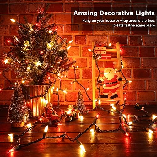 Miniatura 5 de BrizLabs 300 luces de Navidad rojas y blancas, mini luces conectables de 69.6 pies, con certificación UL, luces incandescentes de Navidad