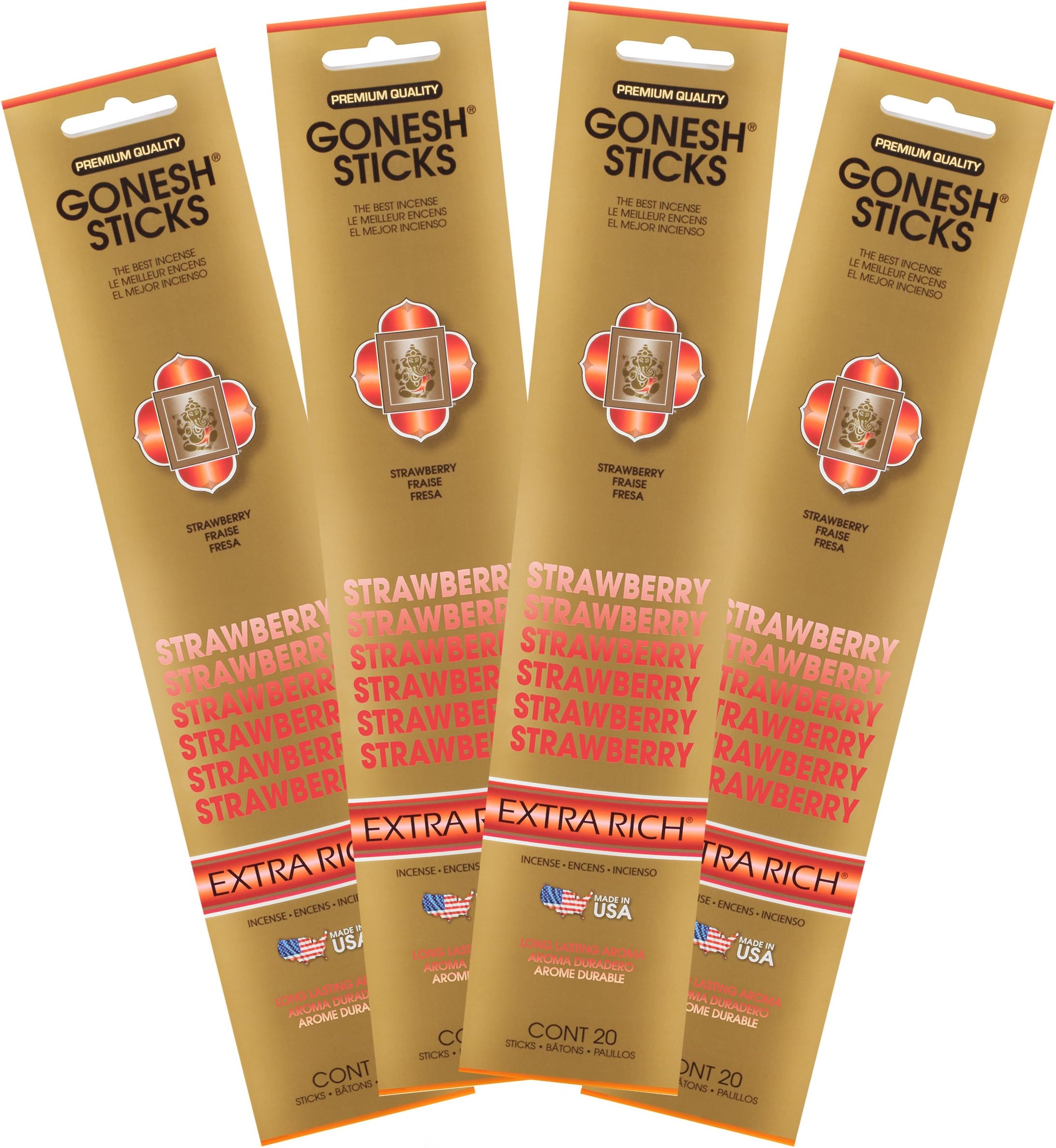- Extra Rich Scented Incense Sticks - Non-Toxic 10” Slow Burn Aromatic Sticks - Strawberry - 80 Pack