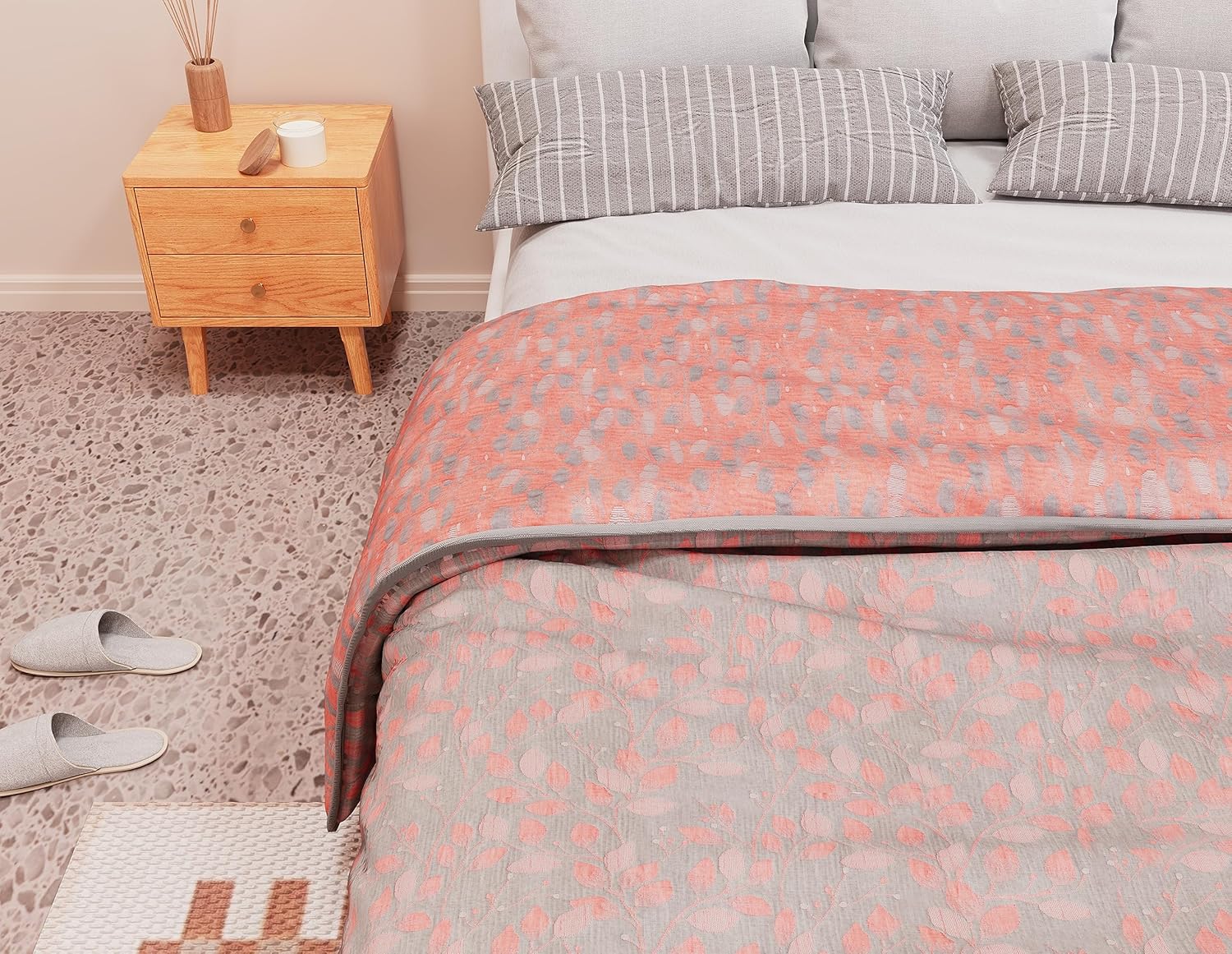 LIKALIKE 3Layers Comforter Muslin Quilts, Bedding