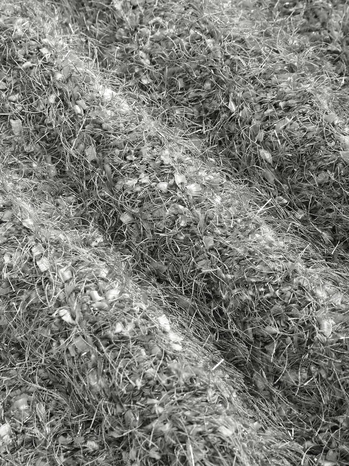 CIDER Fuzzy Round Neck Button Metallic Knitted Long Sleeve Cardigan: Grey, S