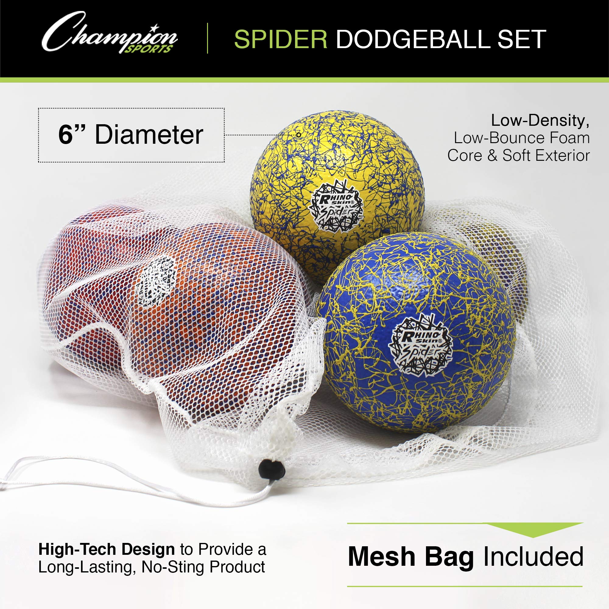 Champion Sports Premium Rhino Skin Extreme Color Dodgeballs - Glow in the Dark, Color-Changing, and Spider Grip - Low Bounce Dodgeballs - Image 2