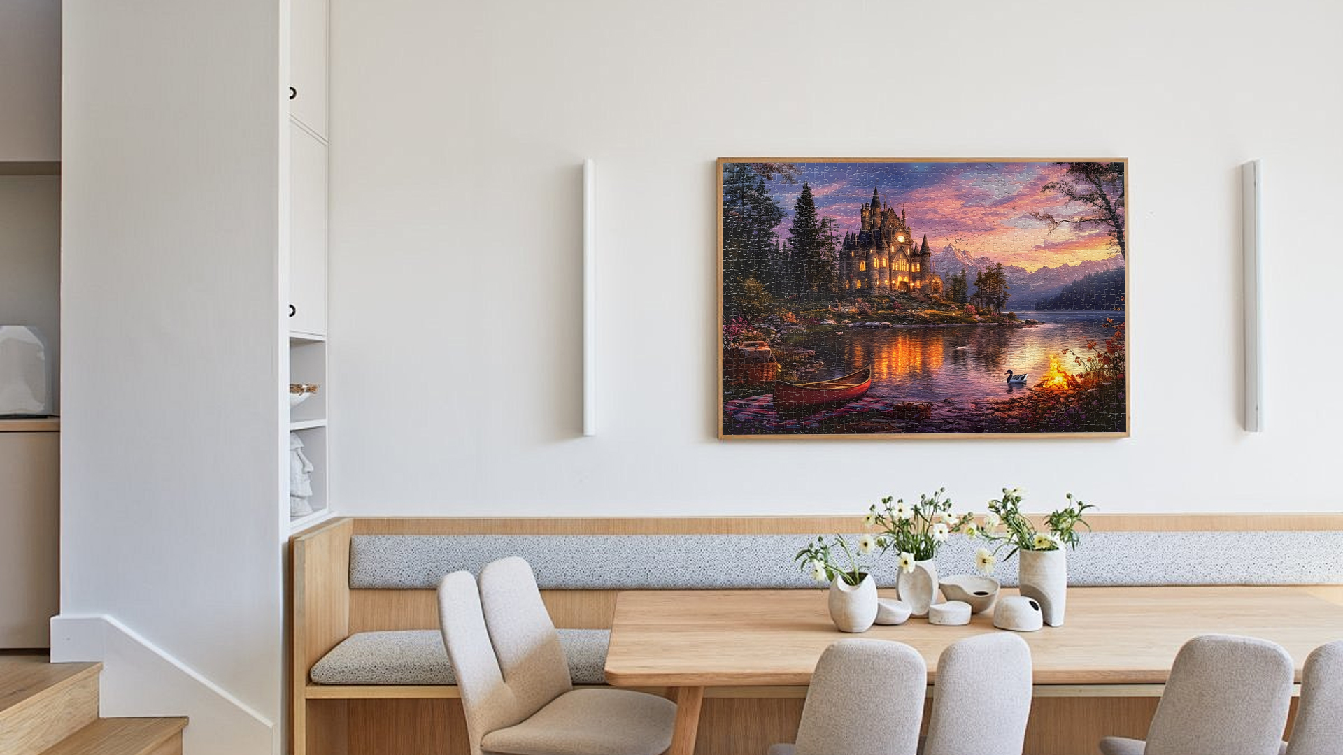Puzzle 1000 Pezzi Per Adulti - Castello Crepuscolare E Riflessi Sul Lago - Dimensioni 71x50 Cm, Difficile E Sfidante