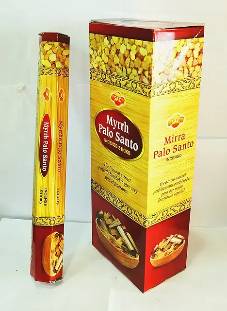 Encens Myrrhe et Palo Santo - 120 Bâtons d'Encens Sac à Main