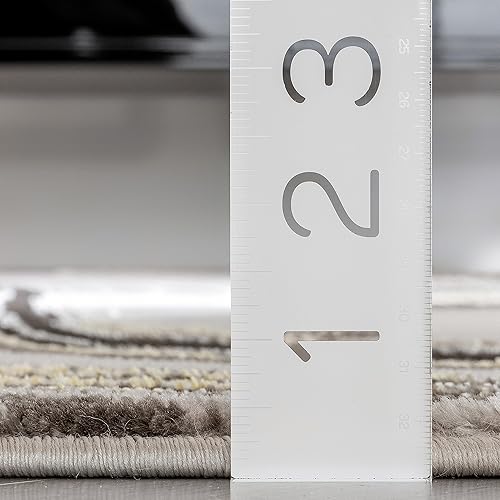 Miniatura 7 de Well Woven Werrick - Alfombra de área con patrón de mármol gris y dorado, 9 pies 3 pulgadas x 12 pies 6 pulgadas