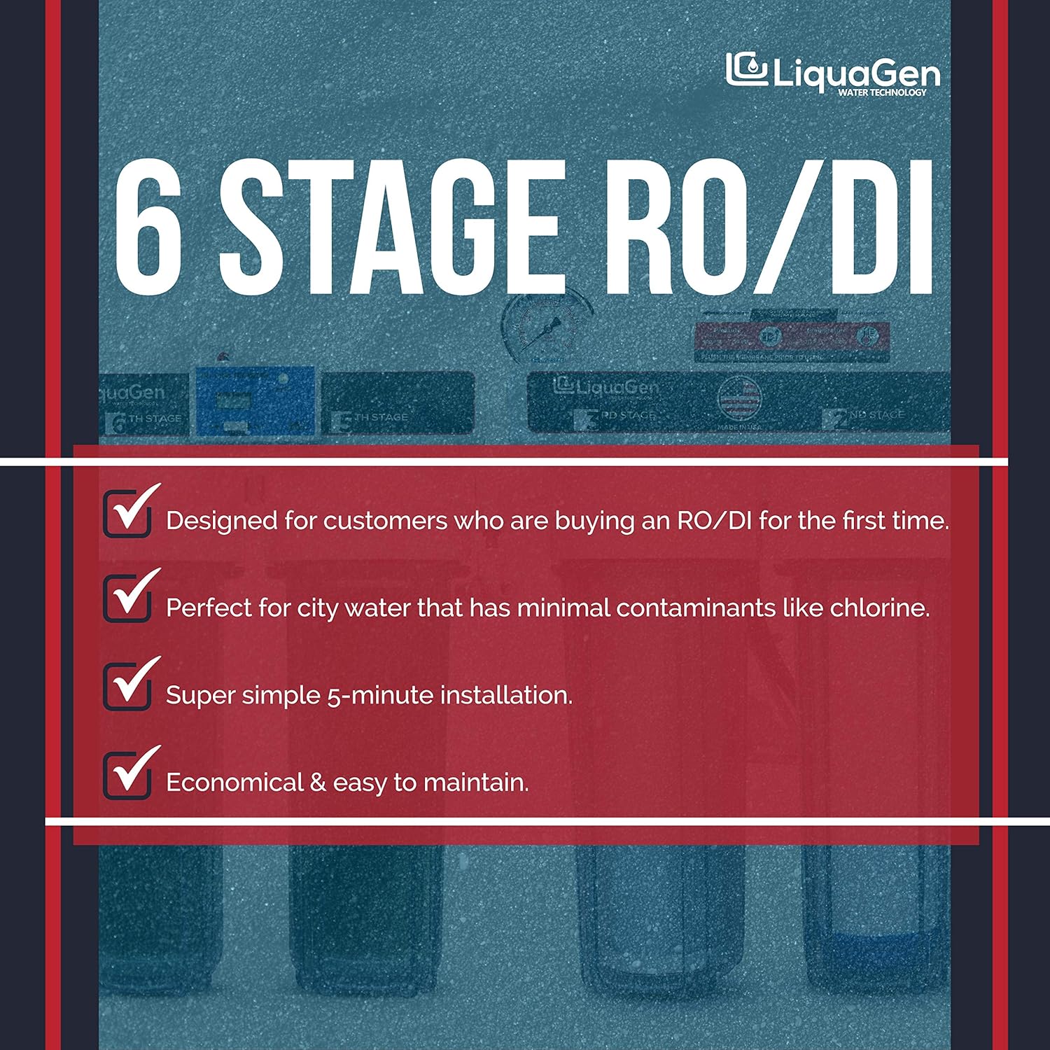 LiquaGen- Aquarium Reef Reverse Osmosis Deionization (RODI) Water Filter System + TDS Meter, Pressure Gauge and Electrical High Flow Booster Pump| Ultimate Water Purifier for Fish Tanks & More