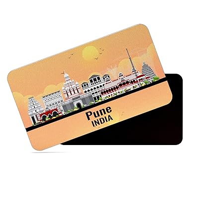 dhcrafts Rectangular Rubber Fridge Magnet/Magnetic Card Orange India Pune Design Pack of 1 (8.6cm x 5.4cm)