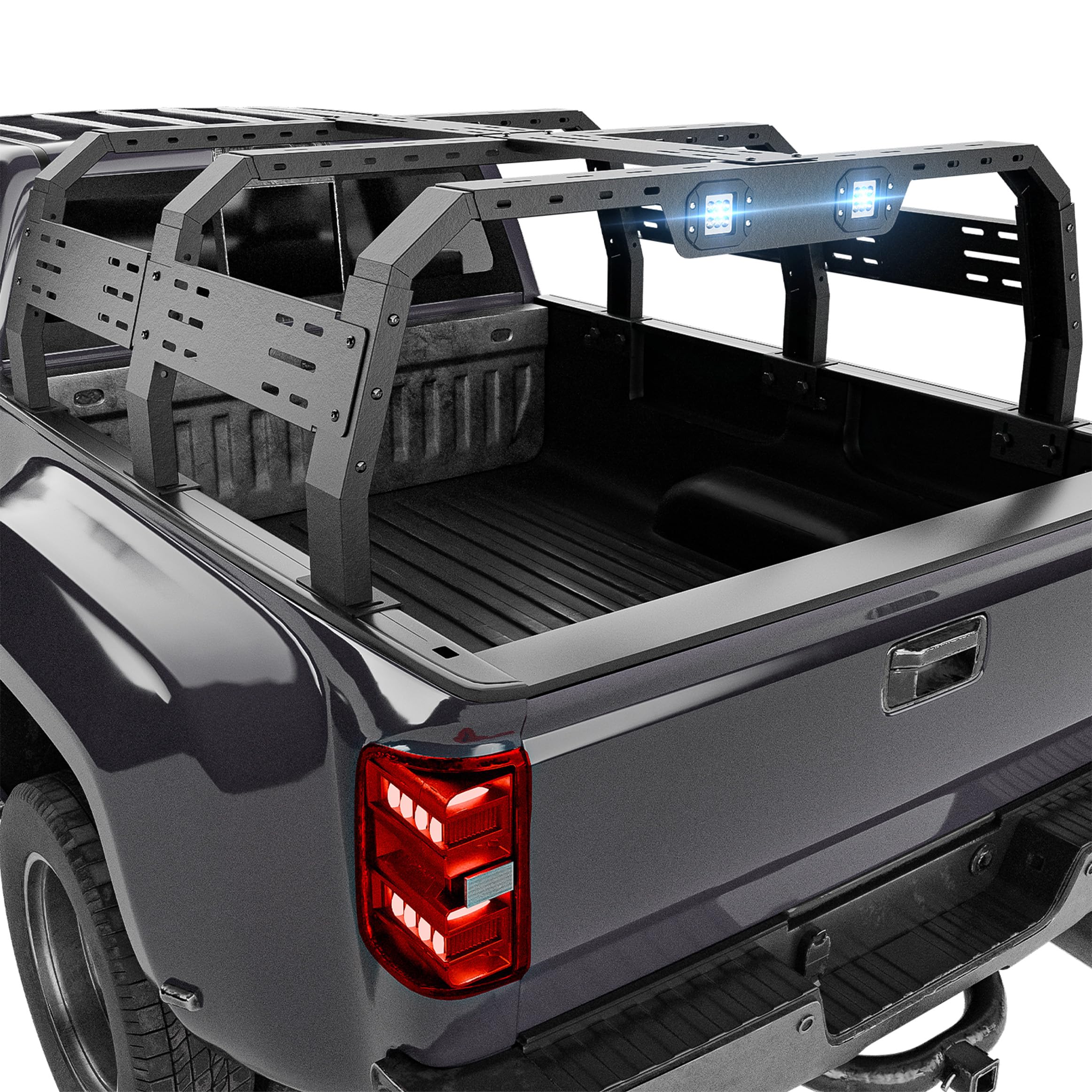 Adjustable 22.3" Full-Size Truck Bed Racks with LED Lights Compatible with F150/Tacoma/Tundra/Gladiator JT/Silverado & Sierra 1500/Ram 1500/Titan/Frontier/Colorado Extended Cab/Canyon/Ranger