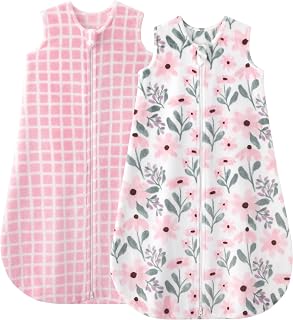 Fleece Baby Sleep Sack 2 Pack 1.5 Tog Baby Wearable Blanket with 2-Way Zipper