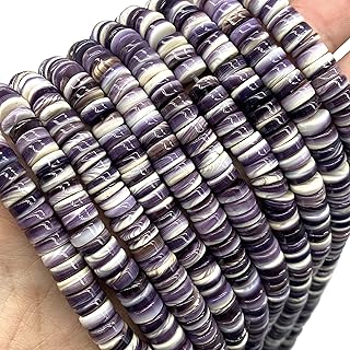 ABCGEMS New England Darkest-Purple Wampum Shell Beads from Northeastern USA (America's First Currency from 1637-1673) Hand Polished for Maximum Luster - Rich Striations - Smooth Edges -Heishi 8mm